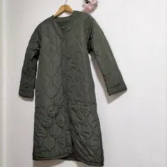 値下げオリーブグリーン キルティング ロングコート