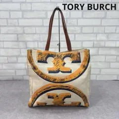 TORY BURCH トリーバーチ キャンバス地 トートバッグ デカプリントロゴ