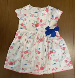 プチバトー　ピンク花柄 半袖ワンピース　24m/86cm