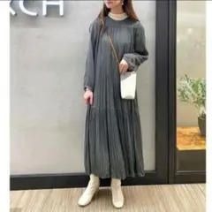 アーバンリサーチ ティアード プリーツ ワンピース ロング フリー