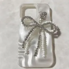 87 ビーズストラップ　ビーズキーホルダー　バッグチャーム　リボン　夜光