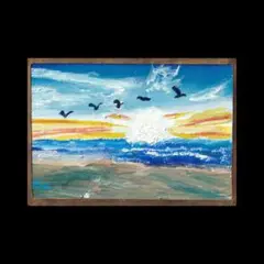 海　地平線　空と大地　風景画　絵画　油絵　油彩画【mc0522】
