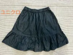 【美品・ユニクロ】 110cm スカート 女の子 夏 フリル デニム調のサムネイル