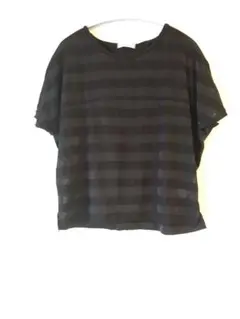 半袖トップス　ボーダー　ブラック　М