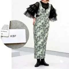 新品タグ付 KBF サイドオープン ジャガードワンピース 38 グレー系 完売品
