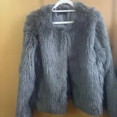 グレー　ファージャケット コート
