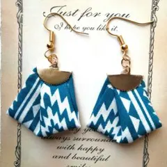 再販42　オルテガ　タッセル　リボン　ネイティブ　ターコイズ　ピアス　イヤリング