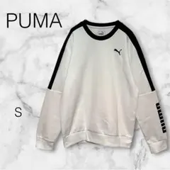 PUMA プーマ ラグランスリーブ トレーナー 【S】白×黒 サッカー