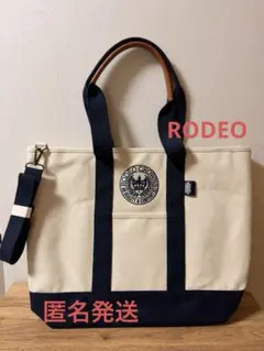 ロデオクラウンズ トートバッグ ネイビー ベージュ
