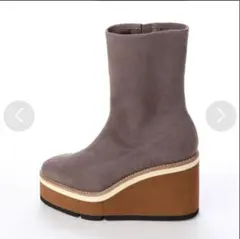 厚底10cm ショートブーツ ストレッチレザー 本革(天然皮革)24.5cm