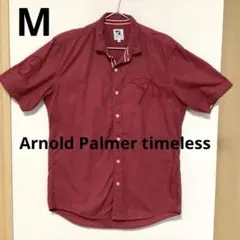 【美品】Arnold Palmer 半袖シャツ M ワイン 刺繍ロゴ 綿100%のサムネイル