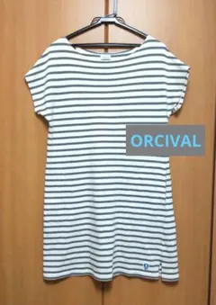 ORCIVAL ボートネック ボーダーフレンチスリーブワンピースのサムネイル