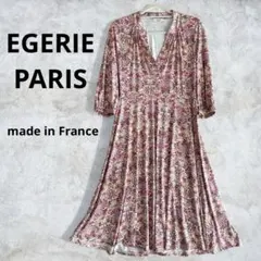 エジェリパリス フレア ロングワンピース ペイズリー柄 フランス製 38