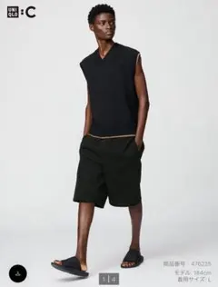 【UNIQLO:C】新品　L スウェットワイドショーツ　ブラック