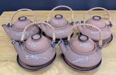 こう様専用！松葉平形 土瓶蒸し器　陶器　素焼き　松茸　5客セット　食器のサムネイル