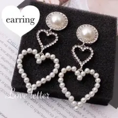 No.300 パールハート3連イヤリング シルバー 韓国 上品 量産型 地雷