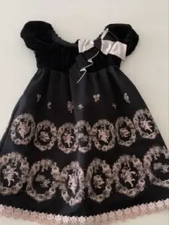 【一度着用】メゾピアノドレスラインストーンベルベットタフタ素材ワンピース120