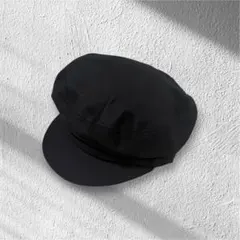 Minimal Black Structured Baker Boy Cap