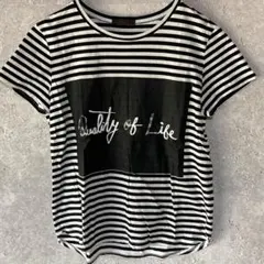 ケーティーキヨコタカセ（9）ボーダーロゴTシャツ＊綿100％＊日本製＊半袖＊白黒