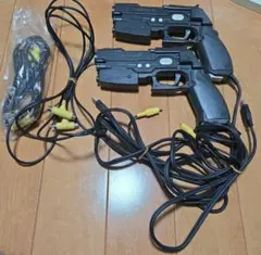 PS2 ガンコン2 2台セット 分配ケーブル2本付き