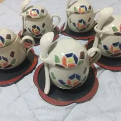 まるほんとーき 　バラエティカップ　 茶碗蒸し碗　 5客　昭和レトロ　モダン