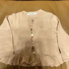 familiar フリル付きカーディガン 80 ピンク