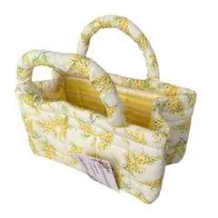 キルト　ミニバスケット　花柄　小物入れ　ストッカー収納バスケット5363 ミモザ