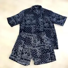 GU ペイズリー バンダナ柄 セットアップ 半袖シャツ ショートパンツ L