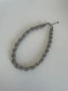 la robe froufrou シルバー ビーズ ツイスト編み ネックレス