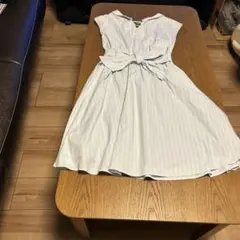 プロポーションボディドレッシング水色ストライプノースリーブ、ロングワンピース