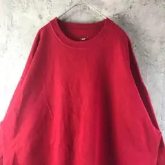 A3370古着　スウェット　レッド　無地　90s Y2K