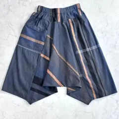 極美品 萌 MOYURU サルエルバルーンパンツ パッチワーク 異素材 M〜L