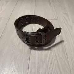 Dickies スタッズ付き レザーベルト ダークブラウン サイズ調整可能