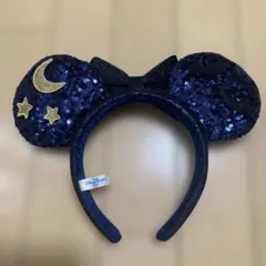 ネイビー スパンコール カチューシャ 星と月