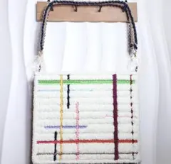 ハンドメイド バッグ カバン かばん 鞄 スクエア 四角形 チェックカラー