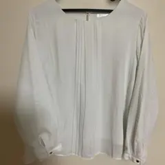 ホワイト 長袖ブラウス サイズL