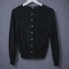 ユニクロ UVカットクールネックカーデガン ブラック S レディース