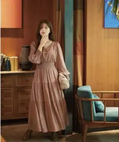 美品　プロポーションボディドレッシング　ギャザーティアード　ワンピース