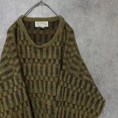 90s vintage 総柄ニット　セーター　メンズ　L 古着　個性派　Y2