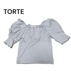 【美品】TORTE 千鳥格子柄 パフスリーブ 半袖ブラウス