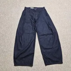 ZARA デニムワイドパンツ レディース L〜LL ゆったり ネイビー