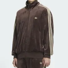 adidas ベロア ファイヤーバード トラックジャケット ブラウン 茶色