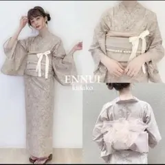 新品 【RiLi】浴衣 アンニュイ みずあめ 水色 花柄 レース 浴衣・帯