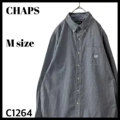 CHAPS チャップス 紺×白 ギンガムチェック柄 長袖シャツ BDシャツ M