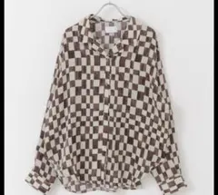 KBF チェック柄オーバーサイズ長袖シャツ