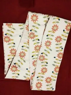 花柄 半幅帯 てんとう虫デザイン