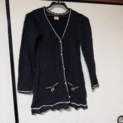 アクシーズファムキッズ ニットカーディガン 黒 背中リボン付き 140cm