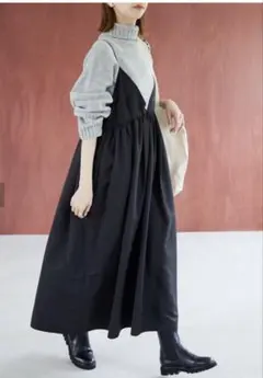 美品　SLOBE IENA タフタギャザーキャミワンピース　黒　36