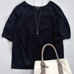 INDIVI ボリュームスリーブカットソー　黒　made in japanのサムネイル