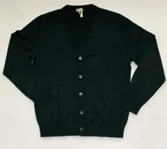 【UNIQLO】グリーンカラーVネック 薄手メンズカーディガン　毛100%